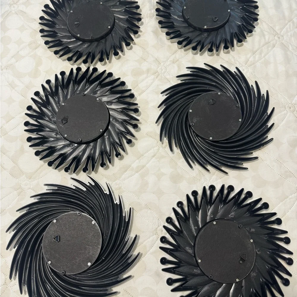 Silver Sunburst Wall Mirrors Set